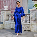 abaya femme satin bleu