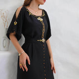 djellaba marocaine femme noir luxe