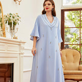 abaya femme ronde bleu 