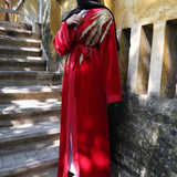 abaya femme ouverte rouge 